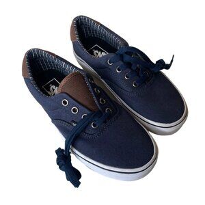 VANS Navy Canvas Brown Corduroy Sneakers Size 5.5